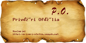 Privári Ofélia névjegykártya